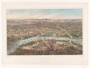 Utsikt over Dresden sett fra en luftballong Dresden, vom Ballon gesehen (tittel på objekt) av Heinrich Walter