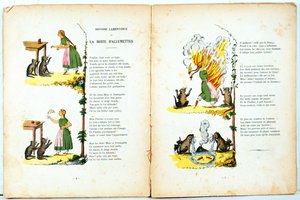 Lamentable History of the Matchbox, illustrasjon fra den franske oversettelsen av Hoffmanns Struwwelpeter laget av Trim (Louis Gustave Ratisbonne, 1827-1900), ca. 1850 av Heinrich Hoffmann
