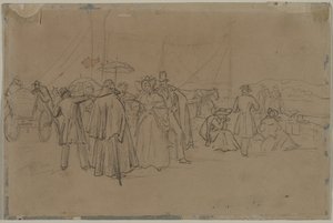 Passasjerer for Rhinen Steamer recto, andre eller tredje kvartal 1800-tallet. av Heinrich von Mayr
