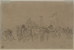 Passasjerer for Rhine Steamer verso, andre eller tredje kvartal 1800-tallet. av Heinrich von Mayr