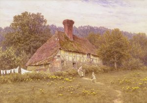 En hytte nær Blackdown, Sussex (akvarell) av Helen Allingham