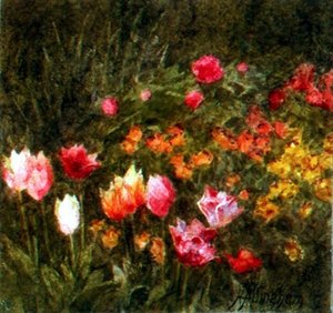 En vårhage (akvarell) av Helen Allingham