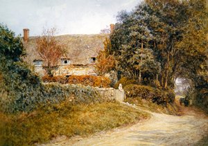 Feeding the Doves (akvarell på papir) av Helen Allingham