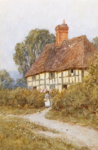 Gå på shopping (akvarell med utskraping) av Helen Allingham