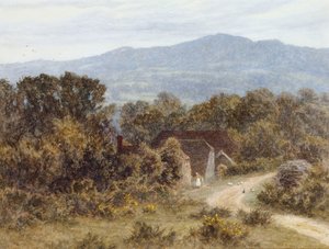 Bakhodet fra Sandhills, Witley (akvarell på papir) av Helen Allingham