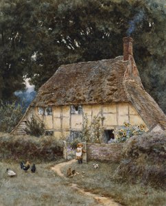 På Brook Road, nær Witley (akvarell med utskraping på papir) av Helen Allingham