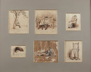 Rhymes for the Young Folk (sepia penn og vask på papir) av Helen Allingham