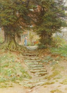 Springtime på Crocken Hill, Kent (wc på papir) av Helen Allingham