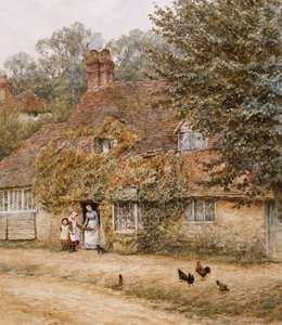 The Old Fish Shop, Haslemere (akvarell på papir) av Helen Allingham