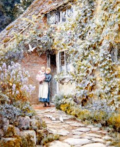 Vine Cottage (akvarell på papir) av Helen Allingham