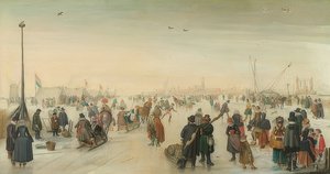 Vinterglede foran byen. Rundt 1620 av Hendrick Avercamp