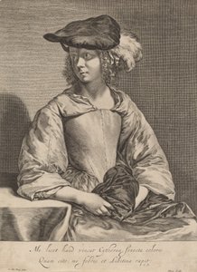 Jente i en Plumed Hat. av Hendrick Bary