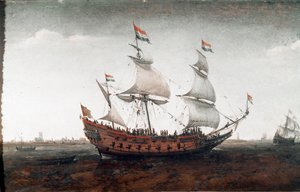 Nederlandsk skip i dyphavet (maleri