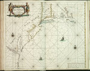 Kart over New Holland, Virginia og New England av Hendrick Doncker