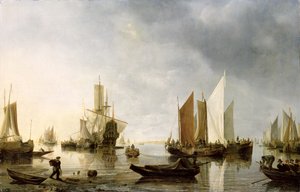 Havn med ankrede skip, 1655-60 av Hendrick Dubbels