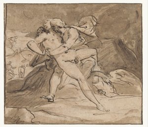 Jupiter omfavner Io av Hendrick Goltzius (school of)