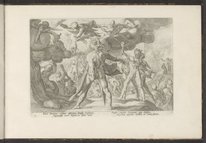 Attack of the Giants på gudeverdenen Ovids Metamorphoses (serietittel) Gjenskapninger av P. Ovidius Naso (serietittel) av Hendrick Goltzius (workshop of)