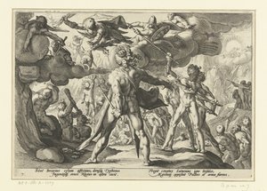 Kjempenes angrep på gudenes verden Ovids metamorfoser (serietittel) av Hendrick Goltzius (workshop of)