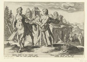 Apollo overlater Asclepius til Chiron Ovids metamorfoser (serietittel) av Hendrick Goltzius (workshop of)