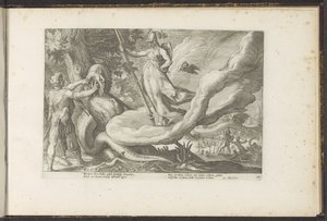 Cadmus sår dragens tenner Ovids metamorfoser (serietittel) Gjenskapninger av P. Ovidius Naso (serietittel) av Hendrick Goltzius (workshop of)