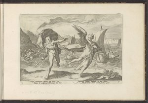 Cornix blir til en kråke Ovids metamorfoser (serietittel) Gjenskapninger av P. Ovidius Naso (serietittel) av Hendrick Goltzius (workshop of)