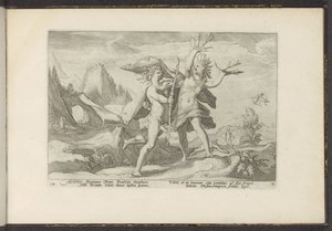 Daphne blir til et laurbærtre Ovids metamorfoser (serietittel) Gjenskapninger av P. Ovidius Naso (serietittel) av Hendrick Goltzius (workshop of)