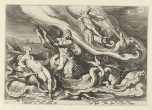 Juno klager til Thetis og Oceanus Ovids metamorfoser (serietittel) av Hendrick Goltzius (workshop of)