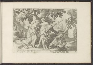 Jupiter forfører Callisto i form av Diana Ovids metamorfoser (serietittel) Gjenskapninger av P. Ovidius Naso (serietittel) av Hendrick Goltzius (workshop of)