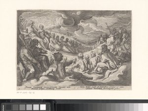 Jupiter spør de olympiske gudene om råd Metamorphoses of Ovid (serietittel) av Hendrick Goltzius (workshop of)