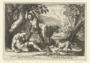 Mercurius doodt Argus Ovids metamorfoser (serietittel) av Hendrick Goltzius (workshop of)