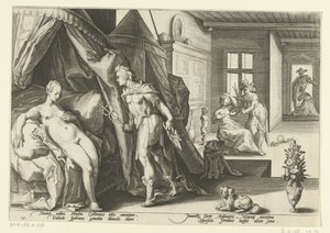 Mercurius i Herses kamera Ovids metamorfoser (serietittel) av Hendrick Goltzius (workshop of)