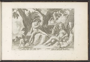 Mercury spiller fløyte for Argus Ovids metamorfoser (serietittel) Gjenskapninger av P. Ovidius Naso (serietittel) av Hendrick Goltzius (workshop of)