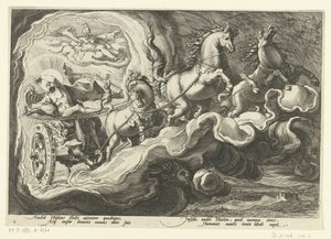 Phaethon kjører farens vogn Ovids metamorfoser (serietittel) av Hendrick Goltzius (workshop of)