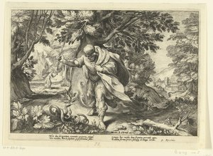 Tiresias slår to parrende slanger Ovid's Metamorphoses (serietittel) av Hendrick Goltzius (workshop of)