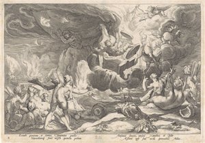Val van Phaëthon Metamorfosen van Ovidius (serietittel) av Hendrick Goltzius (workshop of)