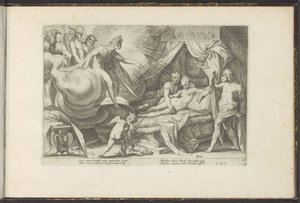 Venus og Mars fanget Ovids metamorfoser (serietittel) Gjenskapninger av P. Ovidius Naso (serietittel) av Hendrick Goltzius (workshop of)