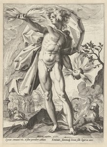 Fyrverkeri Ignis (tittel på objekt) The Four Elements (serietittel) av Hendrick Goltzius (workshop of)