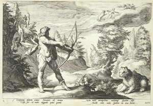 Arcas forberedte seg på å drepe moren sin av Hendrick Goltzius