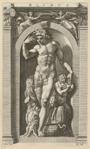 Bacchus, blad 7 i serien «Åtte antikke guddommer» av Hendrick Goltzius