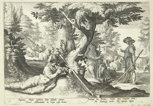 Battus blir til stein av Hendrick Goltzius