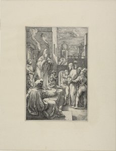 Kristus før Kaifas, plate fire fra The Passion of Christ av Hendrick Goltzius