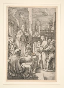 Christ Before Caiphas, fra The Passion, #4 i en serie med 12 graveringer av Hendrick Goltzius