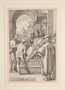 Kristus før Pilatus, fra The Passion, #5 i en serie med 12 graveringer av Hendrick Goltzius