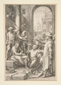 Christ Crowned with Thorns, fra The Passion, #7 i en serie med 12 graveringer av Hendrick Goltzius