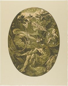 Demogorgon i evighetens hule, plate en fra Demogorgon and the Deities av Hendrick Goltzius