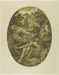 Demogorgon i evighetens hule, plate en fra Demogorgon and the Deities av Hendrick Goltzius