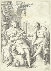 Den hellige familie med den lille Johannes av Hendrick Goltzius