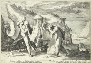 Deukalion și Pyrrha populează lumea în Nynorsk norvegian av Hendrick Goltzius