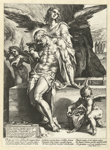 Engler bærer Kristi legeme av Hendrick Goltzius