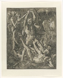 Hercules beseiret Cacus Hercules en Cacus av Hendrick Goltzius